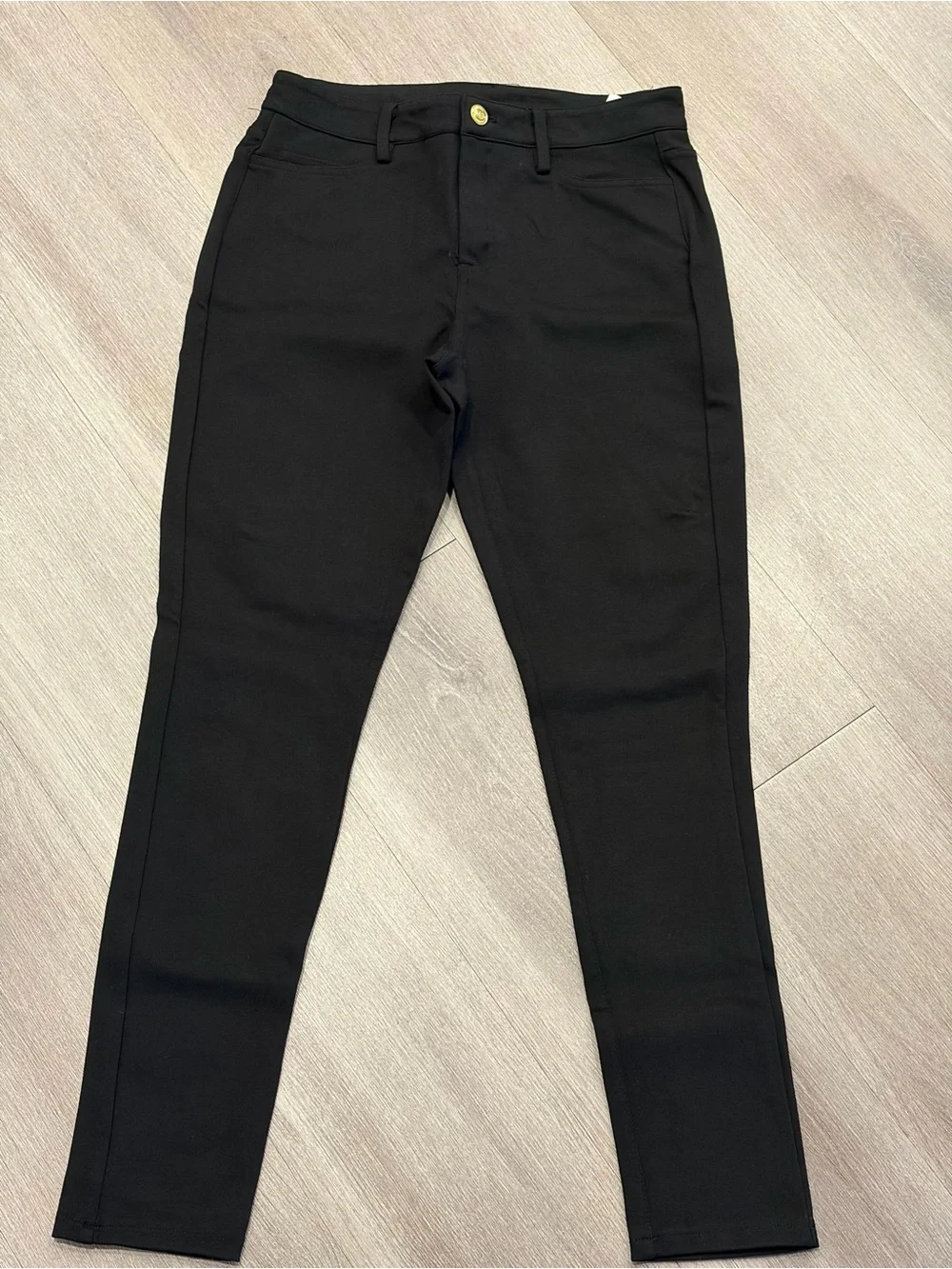 Michael Kors Black Skinny Pants with Gold Button Detail
